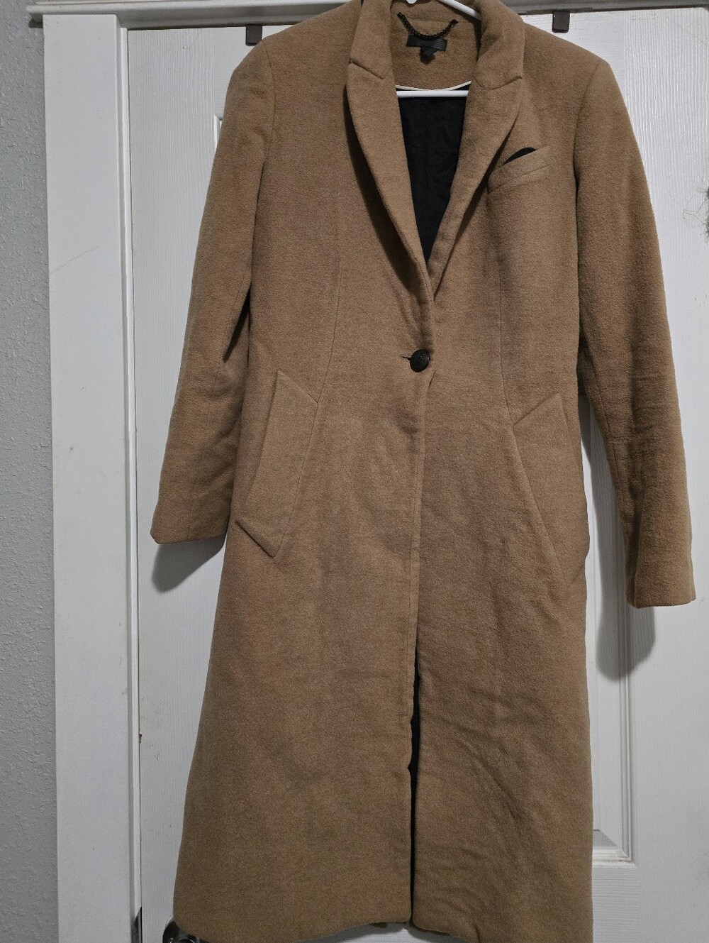 rag & bone Camel Notch-Lapel Long Pea Coat